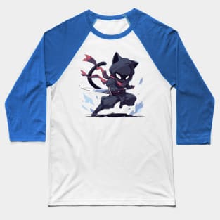 Blacl Ninja Shinobi Cat Hero Baseball T-Shirt